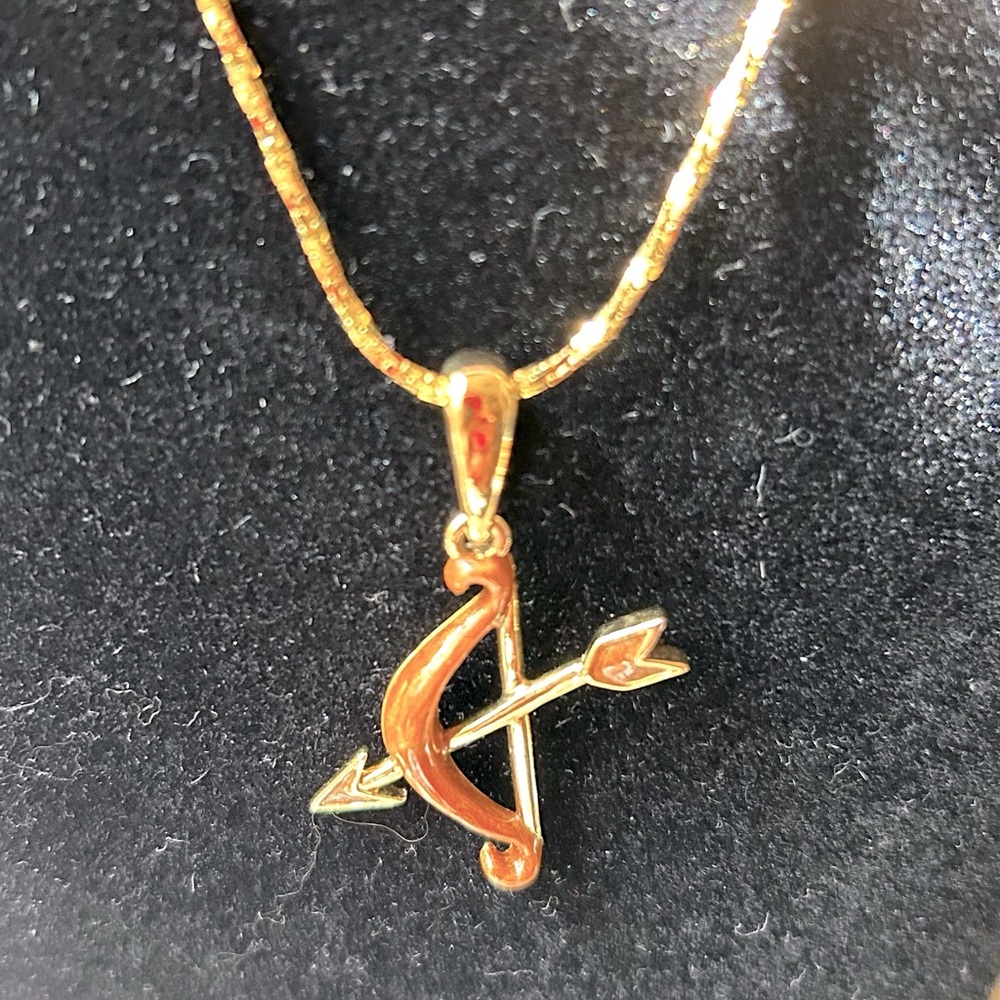 Vintage Bob Makie sagittarius enamel necklace.